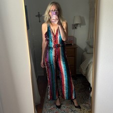 ASOS Sequin Jumpsuit Women's Size 10 Stripe