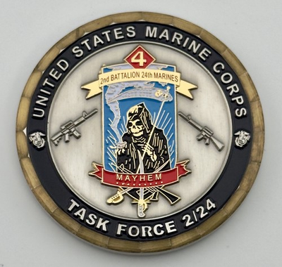 #ad USMC Task Force 2 24 OIF Challenge Coin Al Anbar Iraq 2nd Bn 24th Marines $69.99