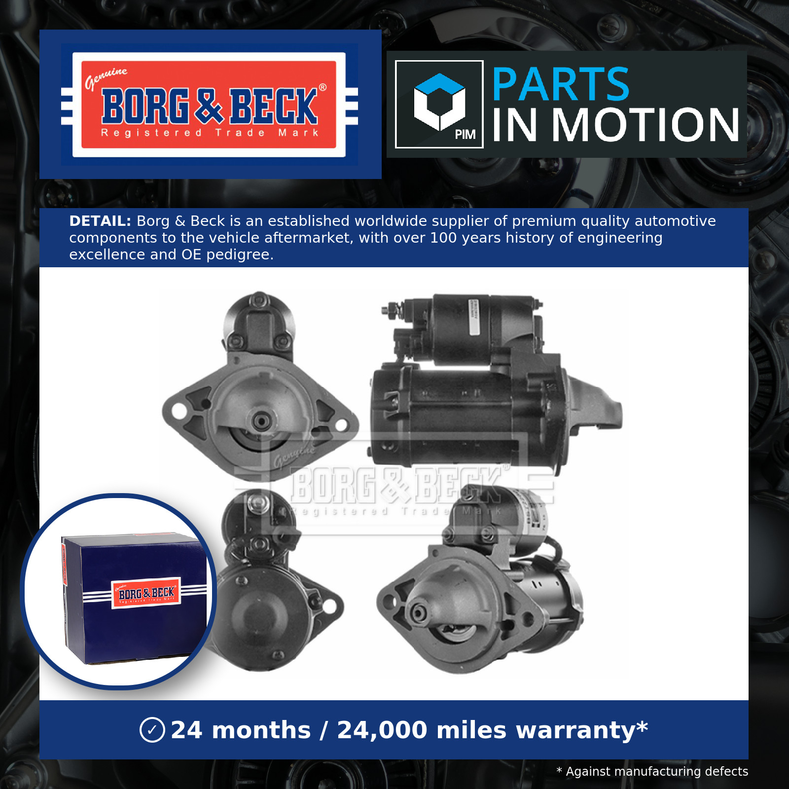 Starter Motor BST2260 Borg & Beck 281000D090 2810022040 Top Quality Guaranteed