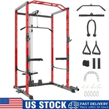 Multi-Functional Power Cage Power Rack with Pulley System, Dip Bars for Home Gym