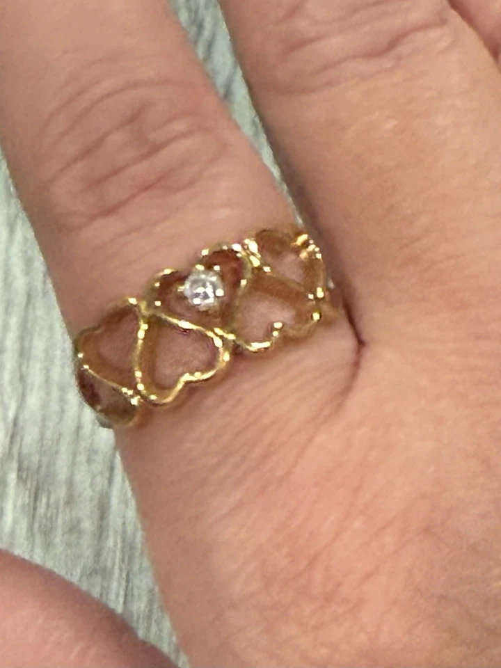 Heart Cut Out Band Ring Gold Plated With CZ Size 9.5 - Image 2 of 4