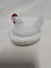 Vintage Westmoreland White Milk Glass Hen On Nest Dish Measures 3 1/2" long