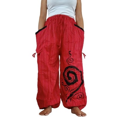 Rote Thai Haremshose Dschinn Baggy Aladin Yoga Thailand Hippie Hose Kleidung