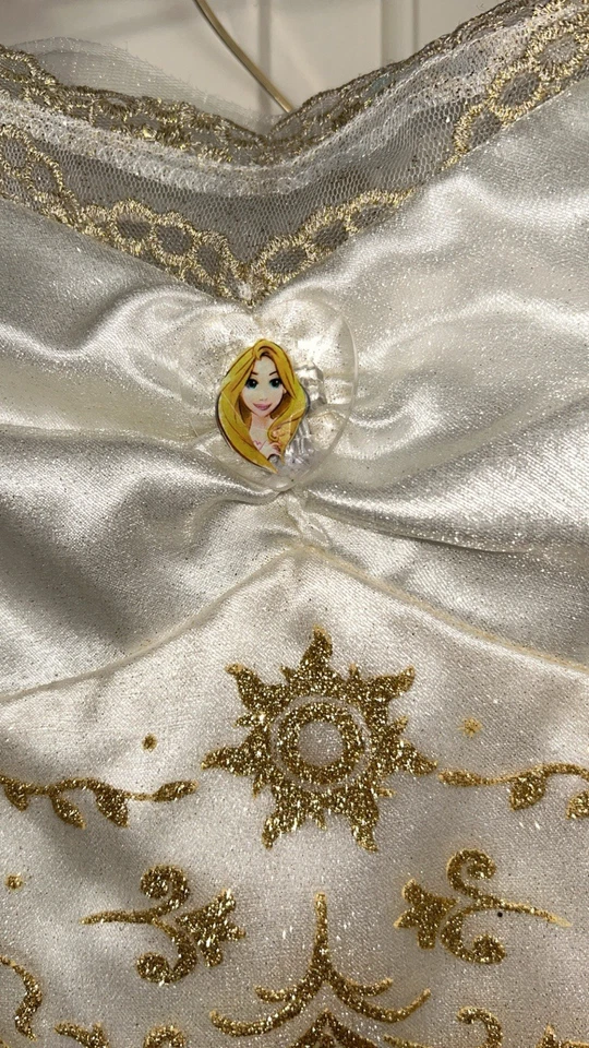 Disney Store Princess Costume White & Gold Brocade Dress w/ Tiara Set Size L 10 - Image 3 of 4