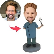 Custom Dentist Bobblehead with Dental Forceps Personalized Gift for Couples
