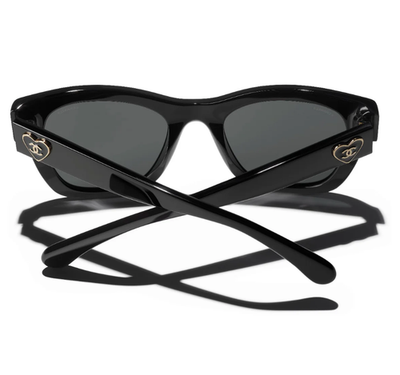 NEW CHANEL 5478 SQUARE HEART SUNGLASSES BLACK & GOLD 501/S4! SHIPS