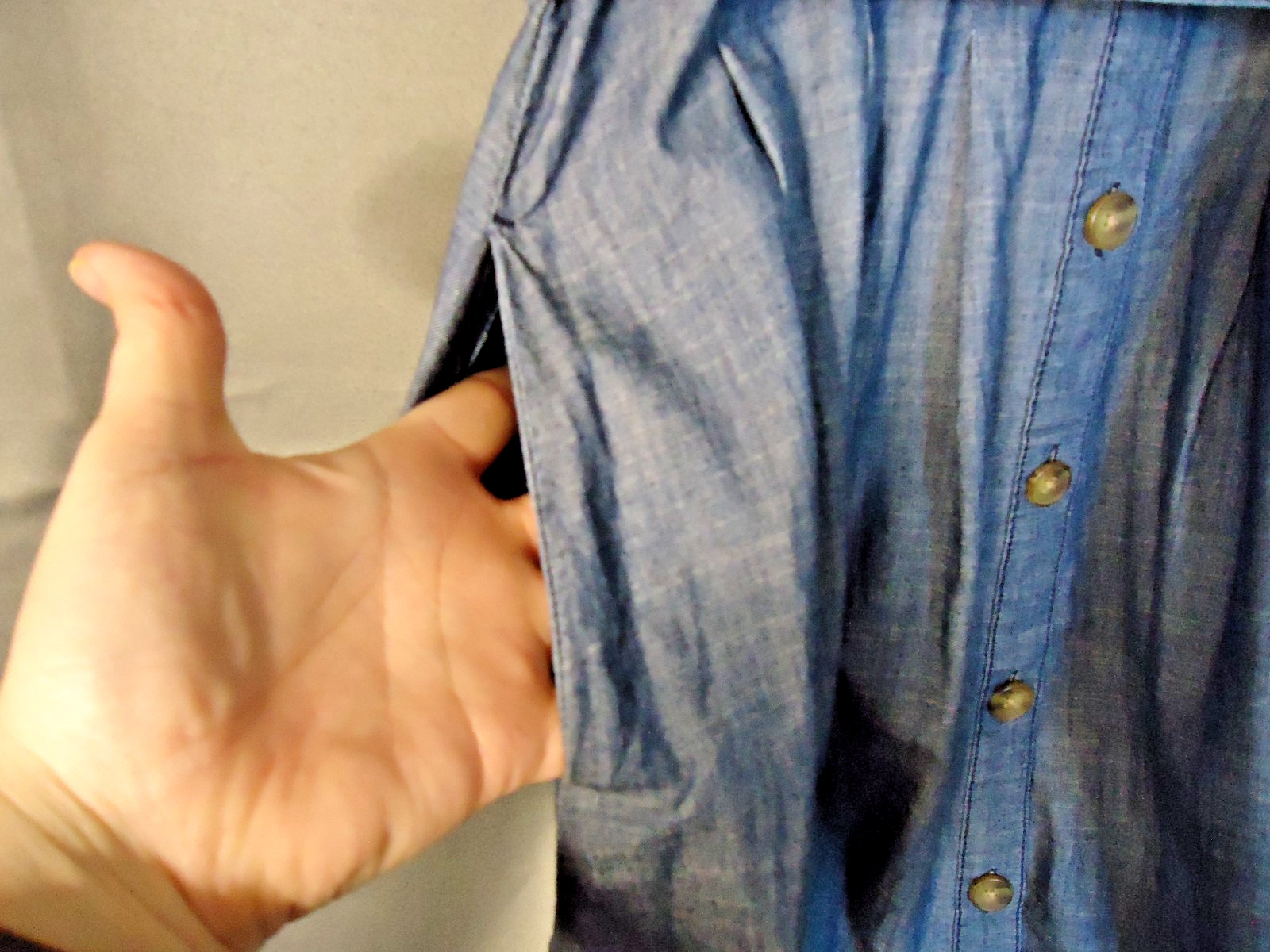 Talbots Chambray Button-Down Belted Short Sleeve … - image 4