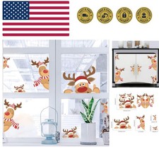 Christmas Reindeer Wall Decal Happy Cartoon Reindeer Wall Mural Removable DIY...