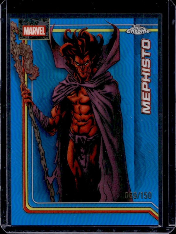 2026 Topps Chrome Marvel Comics Mephisto Blue Refractor #/150