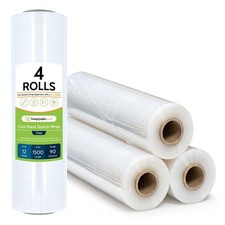 12" x 1500' 90 Gauge 4 Rolls Pallet Wrap Stretch Film Hand Shrink Wrap 1500FT