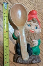 Vintage Gnome Spoon/Laddle Rest Hand Painted Ceramic Gift Home Decor