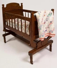 Walnut Crib Vintage Baby Bed Cradle With Swindles Eastlake Antique