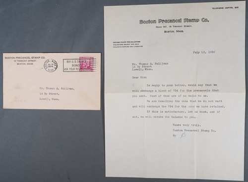 MayfairStamps US 1938 Massachusetts Boston Precancel Stamp to Lowell Letterhead