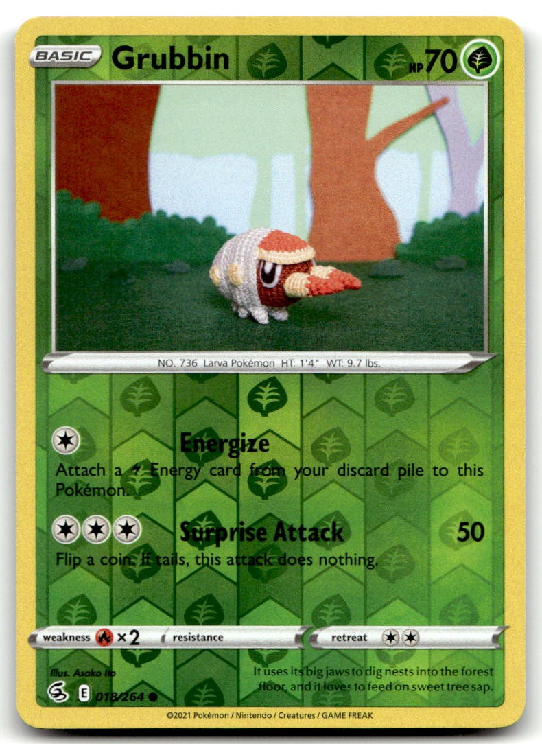 Grubbin 018/264 Common SWSH08: Fusion Strike Pokemon Reverse Holofoil Near Mint