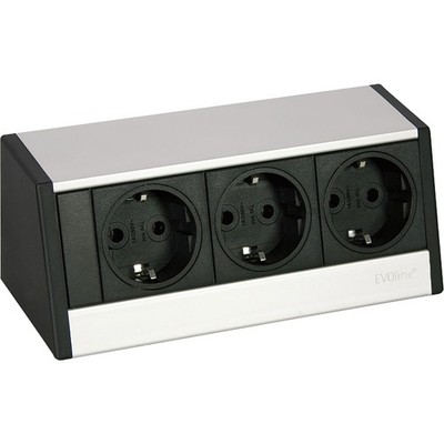 Evoline R-Dock Steckdosenelement 3-fach Tischsteckdose, alufarbig/schwarz