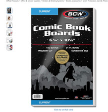 BCW Comic Book Boards Current 6 3/4x 10 1/2 (...