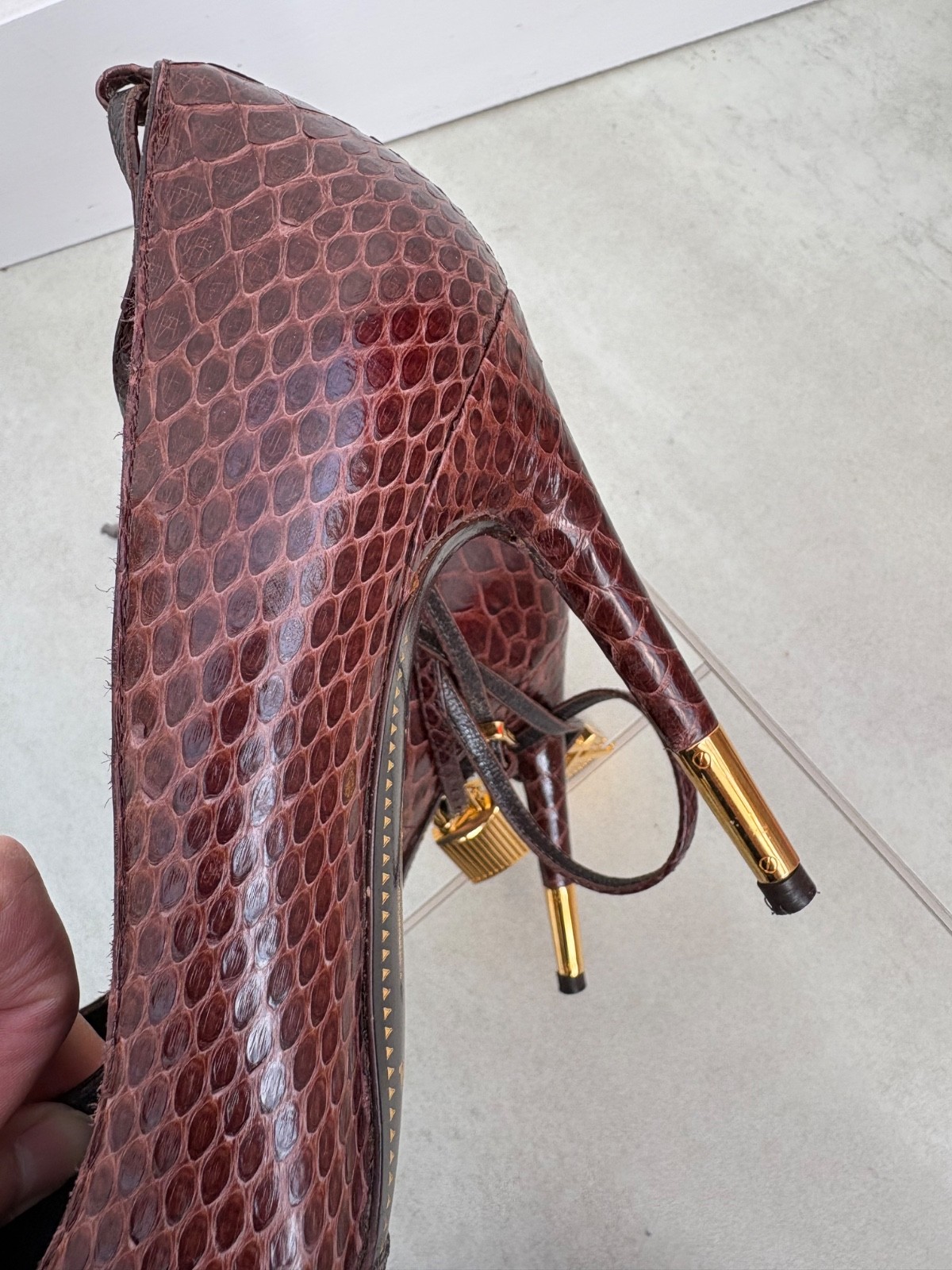 £2K RRP Tom Ford Python Leather Brown Ankle Strap… - image 7