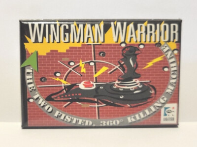 Logitech Wingman Warrior Pinback Button with blinking red lights CES promo