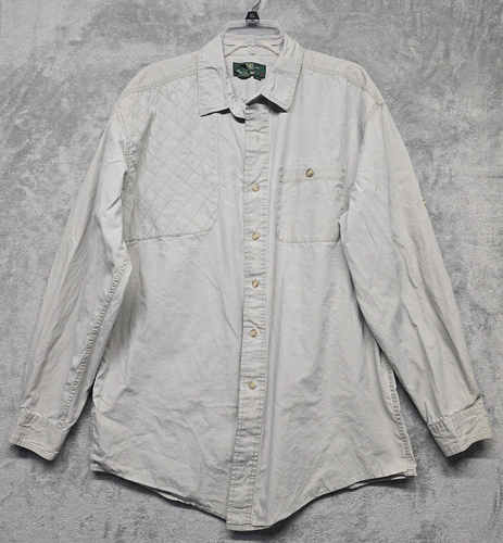 Orvis Shirt Mens Sz Large Gray Quilted Hunting Safari Shooting Roll Tab Sleeve - Picture 15 of 15