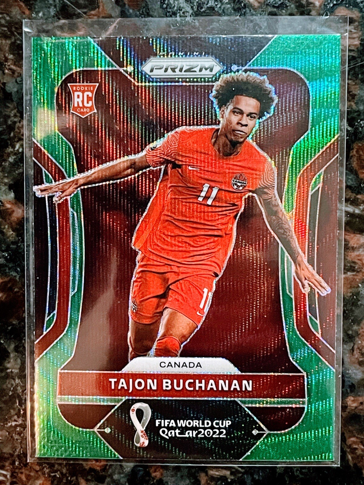 2022 Panini Prizm FIFA World Cup Tajon Buchanan Green Wave Prizm RC #54