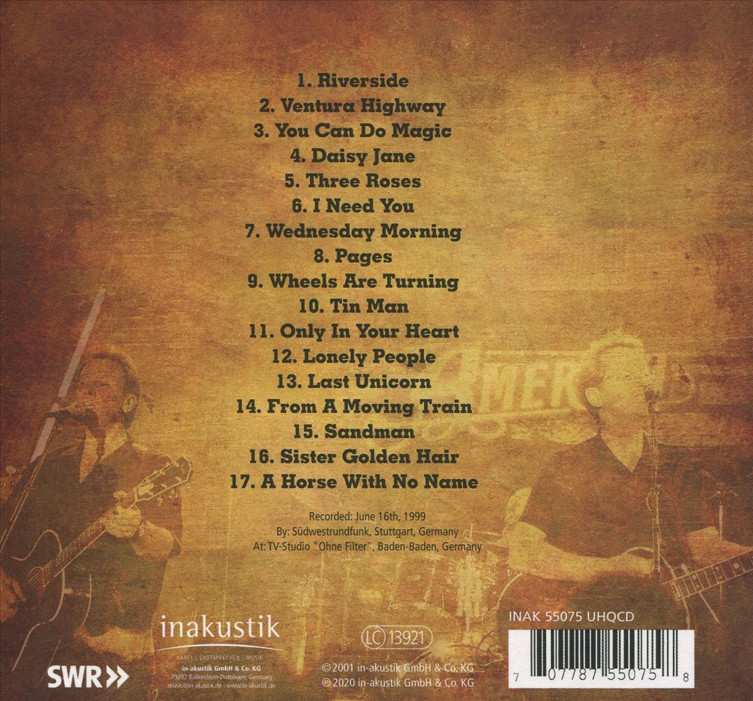 AMERICA GREATEST HITS IN CONCERT NEW CD