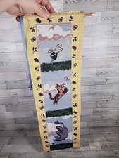 Vintage Disney Tapestry Banner 33" Winnie The Pooh Tigger Eeyore Leap Frog
