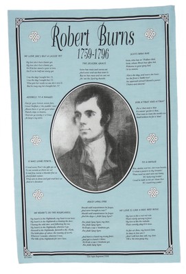 Scottish Themed Tea Towel 100% Cotton Robert Burns Scottie Dog Highland Cow