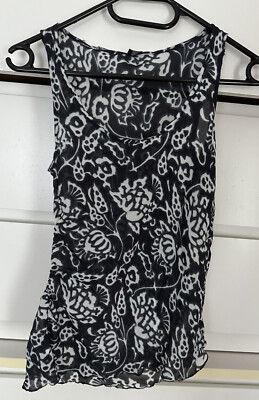 Damen Bluse Tunika Schwarz Weiß mit Muster von Toni Gard Gr.36 Top Zustand