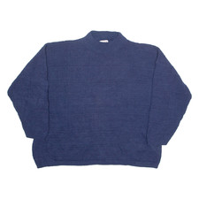 MATHIAS Damen Pullover Blau Rollkragen Enges Strickmuster XL