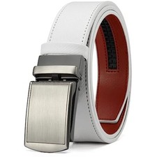 Belt Men Ratchet Belt Dress with 1 Belt Waist : 22" to 39" Adjustable White