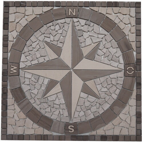 Marmor Mosaik Windrose 90x90cm - Rosone Aus Rosso Verona Naturstein