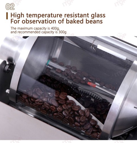 Automatischer Kaffeeröster Trommel rotierender Röster Kapazität 400g 110-240V 1200W - Bild 8 von 11