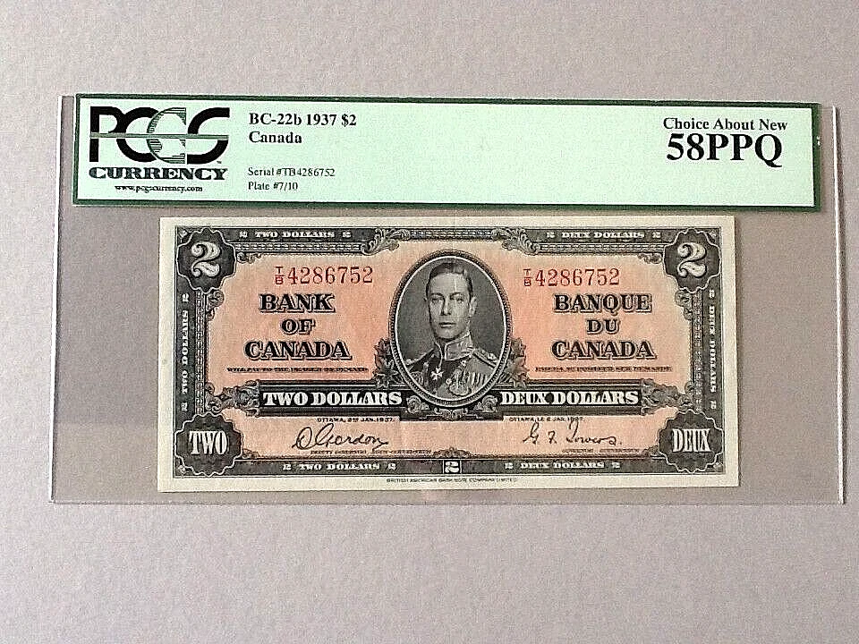 Canada 2 Dollars BC-22b 1937  PCGS 58 PPQ - Image 2 of 4