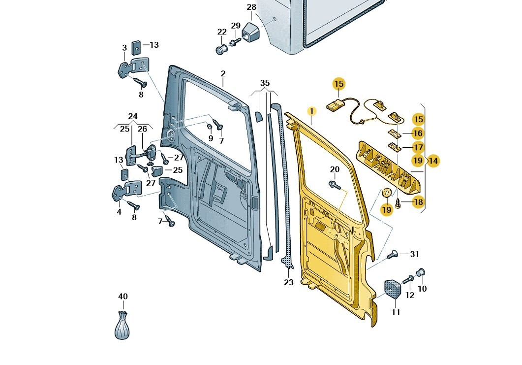 Original VW T5/T6 Griffleiste Kennzeichenbeleuchtung für Flügeltür  