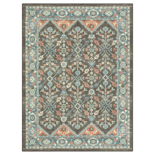 Loop Print Gray Aqua Indoor Area Rug, 4' x 5'4"