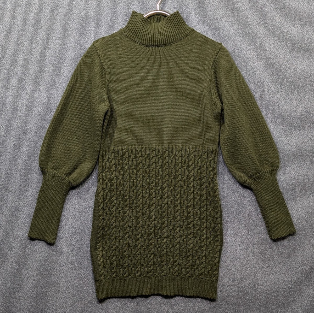 cable knit mock neck sweater dress Lulus Womens Medium Long Tunic Body Con Olive Collection:Jac