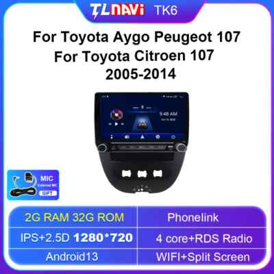 For Peuget 107 Toyota Aygo Citroen C1 GPS Navigator Multimedia Screen Car Radio