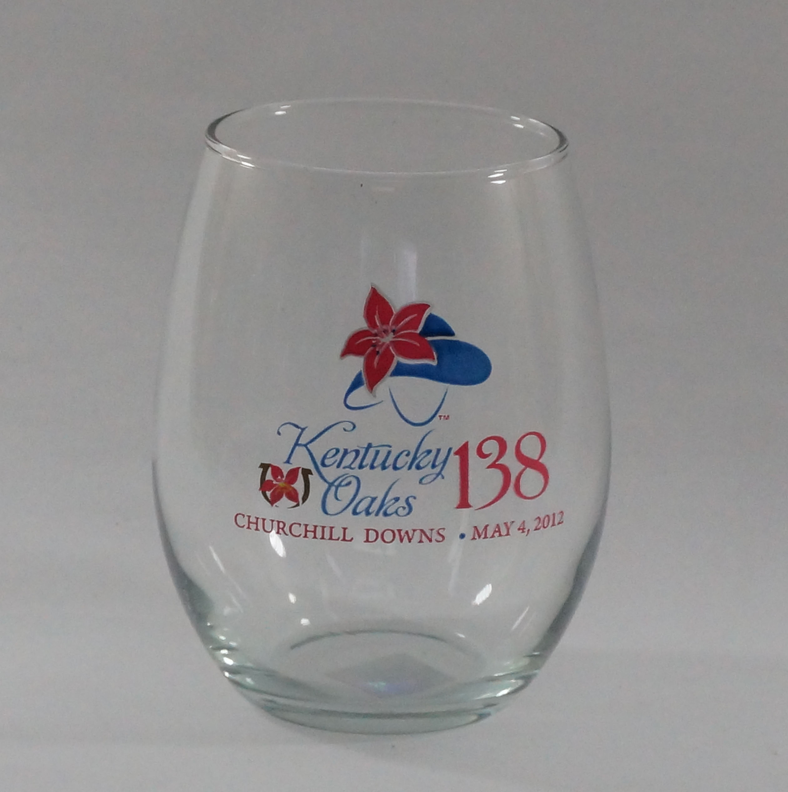 (12) 2012 Kentucky Oaks 138th Lily 12oz Stemless Wine Glasses Churchill