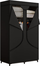 34" Portable Wardrobe Closet Storage Organizer Metal Hanging Rack Non-Woven Fabr