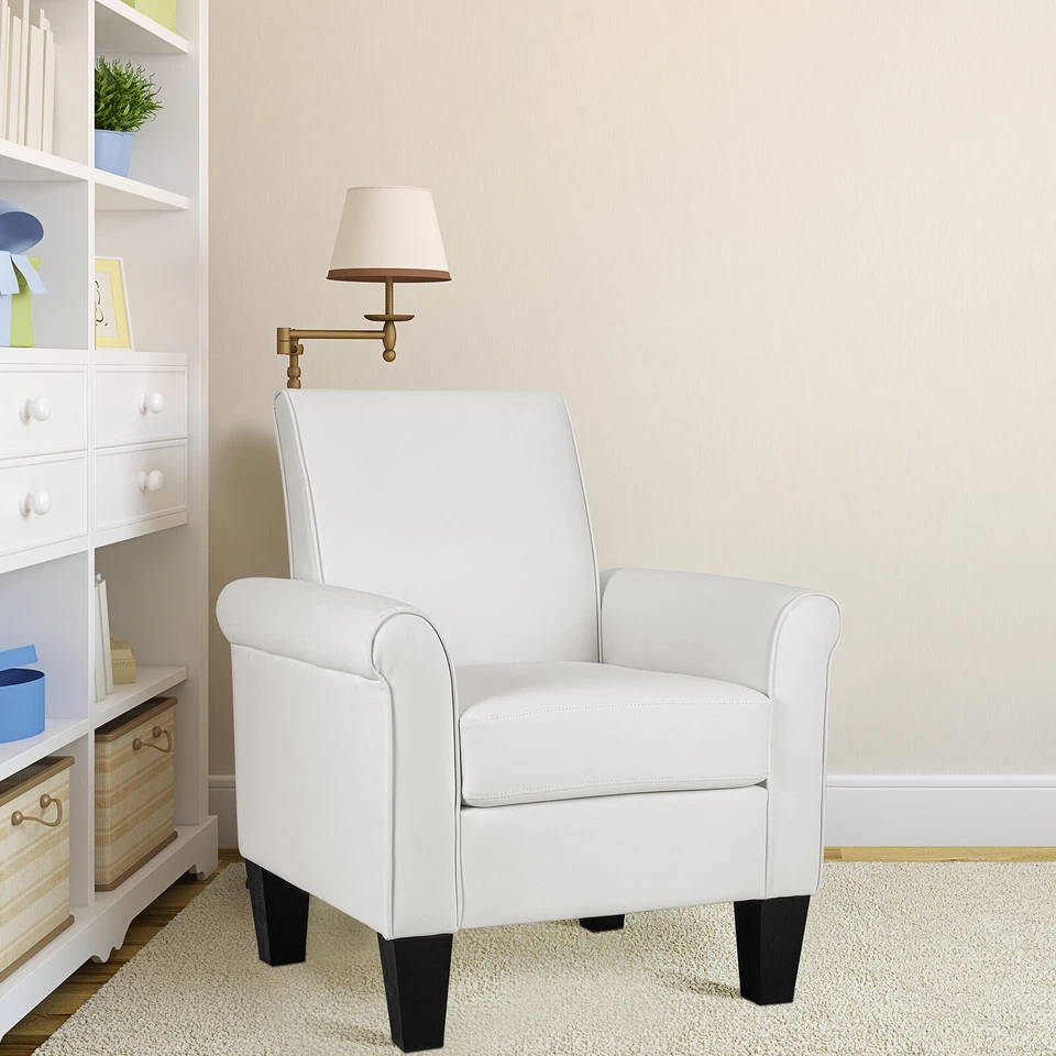 Sillón de cuero sintético con detalles para sala de estar cómodo sofá moderno silla NUEVO Foto 4 de 4