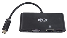 Tripp Lite USB C Docking Station HDMI VGA GbE PD Charging USB Hub 4K Black,
