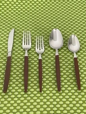 Interpur ROYAL ELEGANCE  Stainless Synthetic Wood MCM Flatware SMART CHOICE B3G