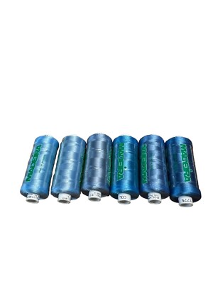 Madeira Embroidery Thread Polyneon 1000M X 6 Blue 1628 1671 1775 1828 1871 1960
