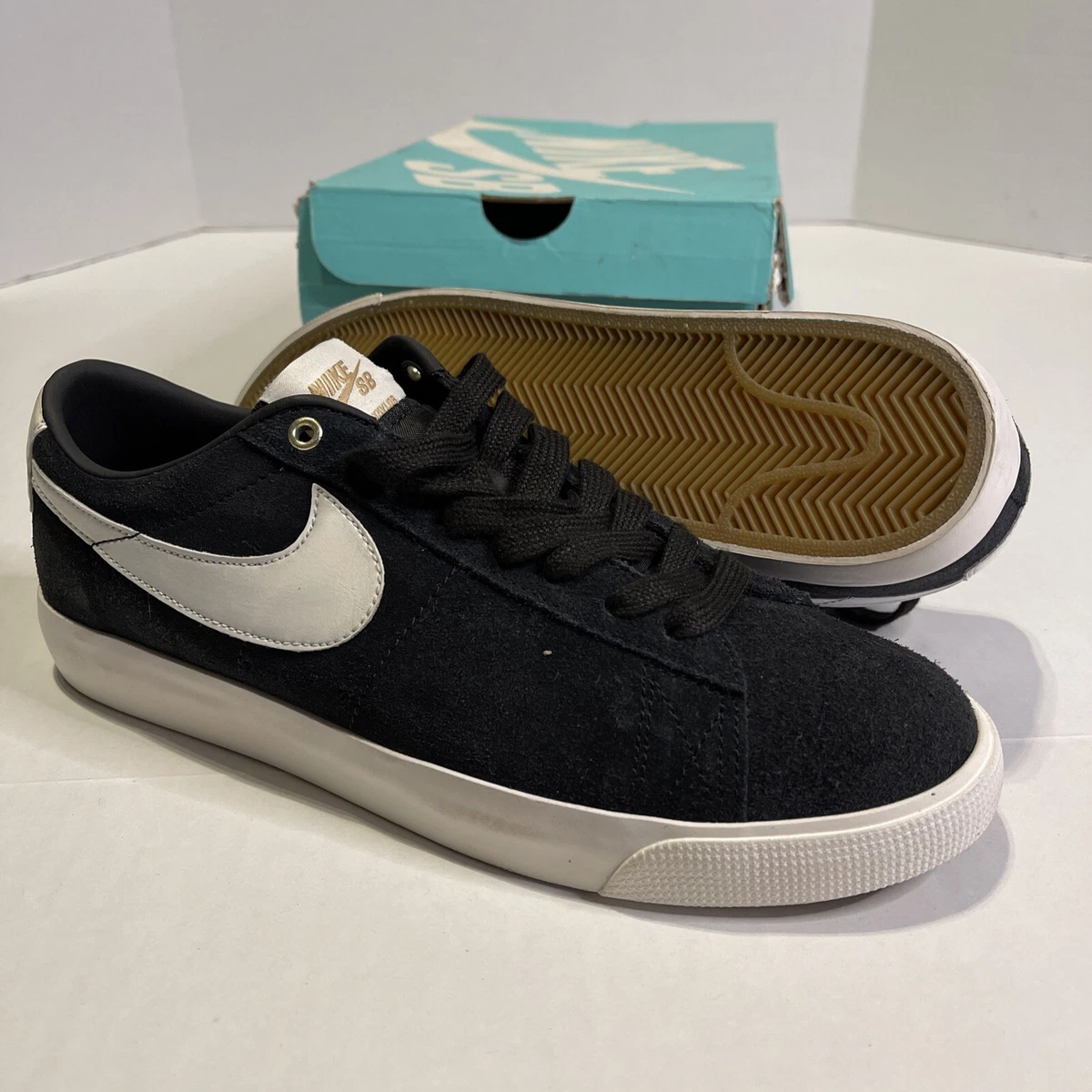 Nike SB Zoom Blazer Low GT Size 9.5 Men Suede Black Sail White Gold Beat eBay