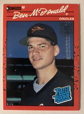 1990 Donruss Ben McDonald Baseball Rookie Card (RC) #32 Orioles Pitcher VG O/C