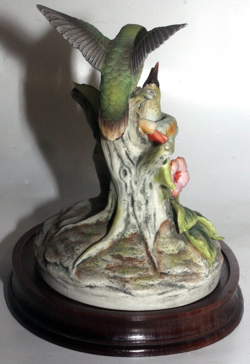 Andrea Sadek Ruby Throated Hummingbird Feeding Chicks Figurine