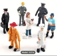 Professional Figurine Set Realistic Police Postman Pilot Vet Baker Fireman 7 Pcs