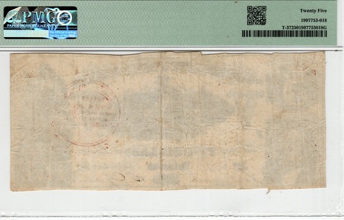 T-37 PF-1 1861 $5 Confederate Paper Money - PMG VF 25 - Trans-Miss Re-Issue! - Picture 3 of 3