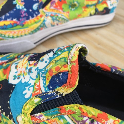 Polo Ralph Lauren Sneaker Mens 10.5D Vaughn Slip On Printed Canvas Suede Casual - Picture 4 of 15