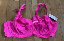Cacique Plus Sz 44D Full Coverage Unlined Magenta Fuchsia Lace Bra Underwire
